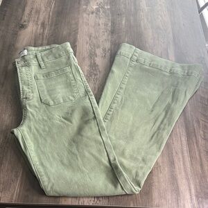 Risen Green Flare Jeans